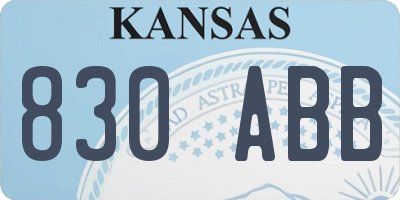 KS license plate 830ABB