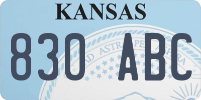 KS license plate 830ABC