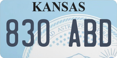 KS license plate 830ABD