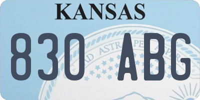 KS license plate 830ABG