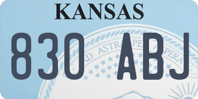 KS license plate 830ABJ