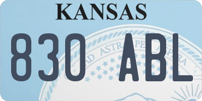 KS license plate 830ABL