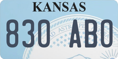 KS license plate 830ABO