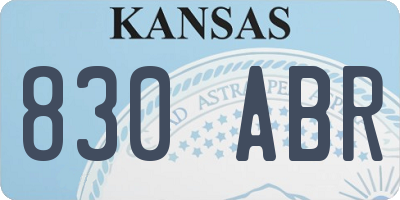 KS license plate 830ABR