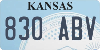 KS license plate 830ABV
