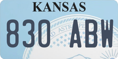 KS license plate 830ABW