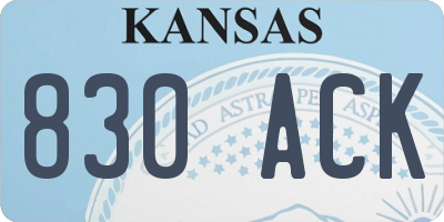 KS license plate 830ACK