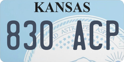 KS license plate 830ACP