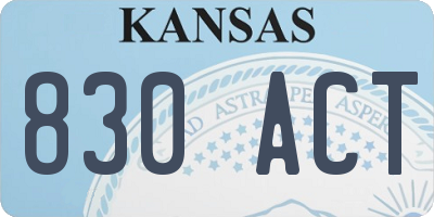KS license plate 830ACT