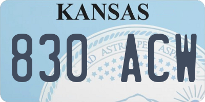 KS license plate 830ACW