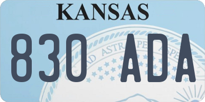 KS license plate 830ADA