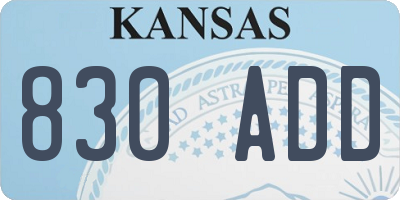 KS license plate 830ADD