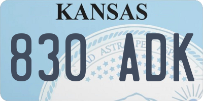 KS license plate 830ADK