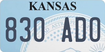 KS license plate 830ADO
