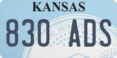 KS license plate 830ADS