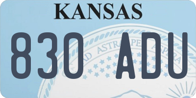 KS license plate 830ADU