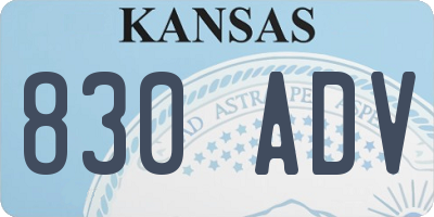 KS license plate 830ADV