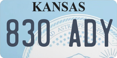 KS license plate 830ADY