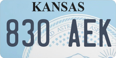 KS license plate 830AEK