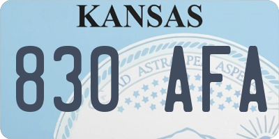 KS license plate 830AFA