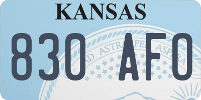 KS license plate 830AFO