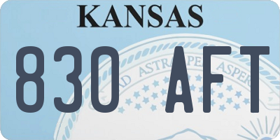 KS license plate 830AFT