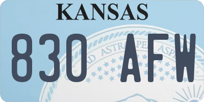 KS license plate 830AFW