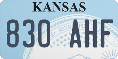 KS license plate 830AHF