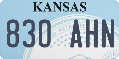 KS license plate 830AHN