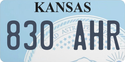 KS license plate 830AHR