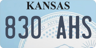KS license plate 830AHS