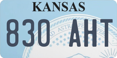 KS license plate 830AHT
