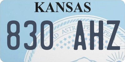 KS license plate 830AHZ