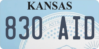KS license plate 830AID