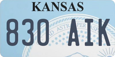 KS license plate 830AIK