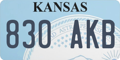 KS license plate 830AKB