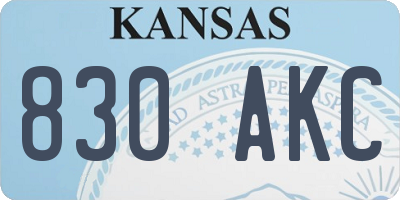 KS license plate 830AKC