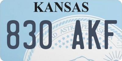 KS license plate 830AKF
