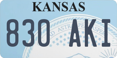KS license plate 830AKI