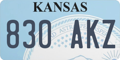 KS license plate 830AKZ