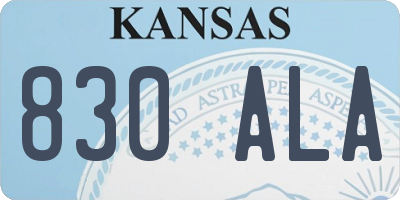 KS license plate 830ALA