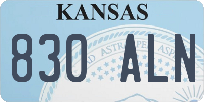 KS license plate 830ALN