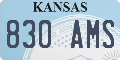 KS license plate 830AMS