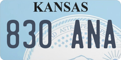 KS license plate 830ANA