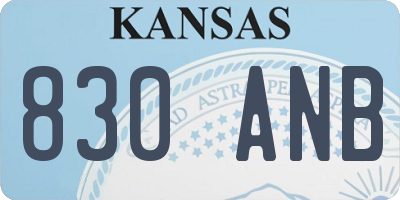 KS license plate 830ANB
