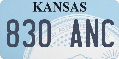KS license plate 830ANC