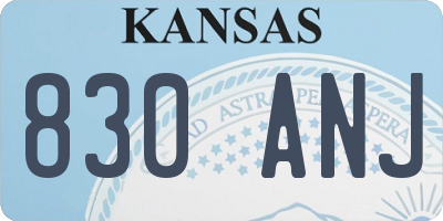 KS license plate 830ANJ
