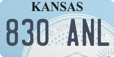 KS license plate 830ANL