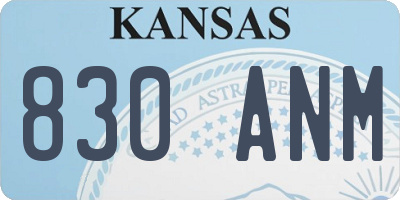 KS license plate 830ANM