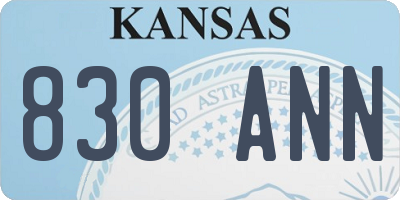 KS license plate 830ANN